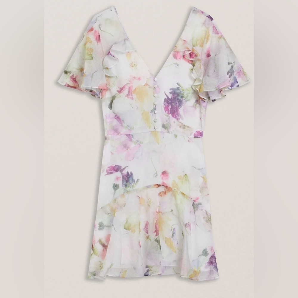 NEW Ted Baker Angel Sleeve Fit and Flare Mini Dress sz TB 2 US 4 - Picture 4 of 11